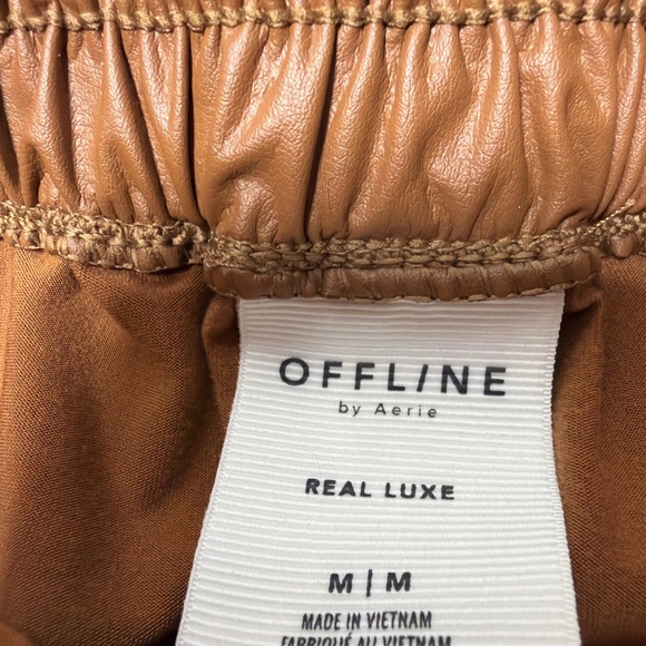 Offline by Aerie Faux Leather Wide Leg Pants Brown Medium - Picture 3 of 7